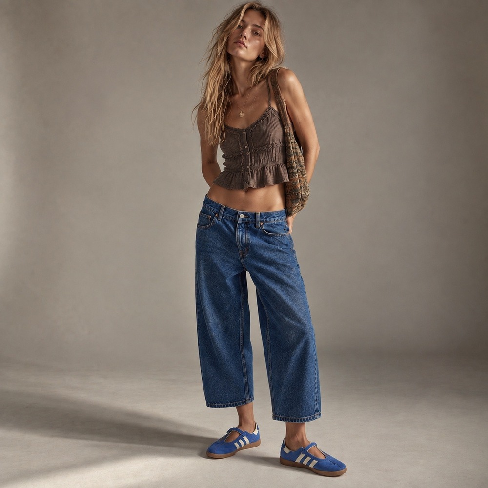 Free People Low Rise Boyfriend Jeans Deep Trance Sz 28 NWT Button Fly